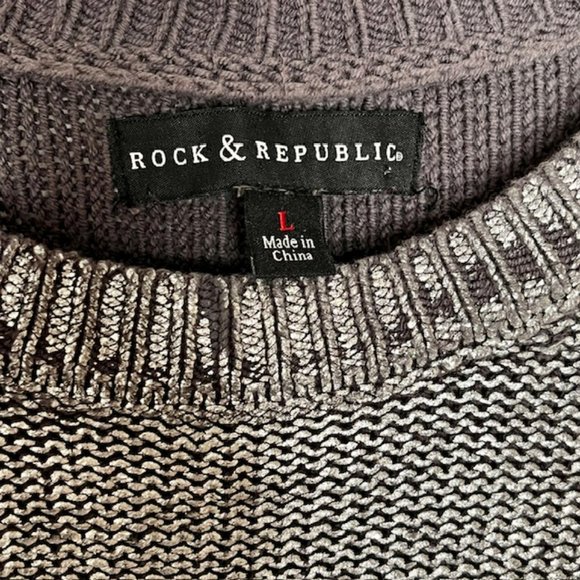 Rock & Republic Metallic Baroque Cotton Blend Sweater - Silver/Gray - L - Picture 7 of 7